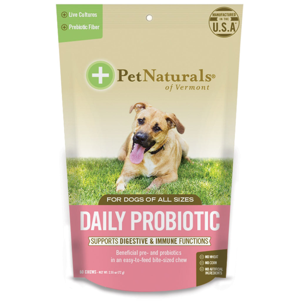 Pet Naturals of Vermont, probiotico giornaliero, per cani di tutte le taglie, 60 pezzi da masticare, 72 g (2,54 once)