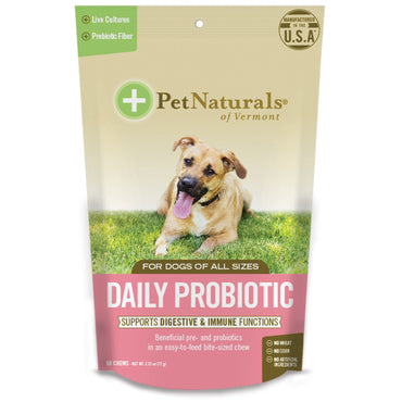 Pet Naturals of Vermont, Probiotique quotidien, pour chiens de toutes tailles, 60 produits à mâcher, 2,54 oz (72 g)