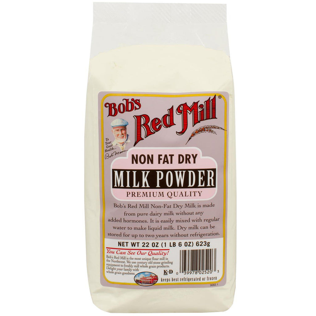 Bob's Red Mill, אבקת חלב, יבשה ללא שומן, 22 אונקיות (623 גרם)