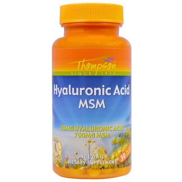 Thompson, Hyaluronic Acid - MSM, 30 Veggie Caps