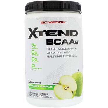 Scivation, Xtend, BCAA, Green Apple, 14,0 oz (398 g)