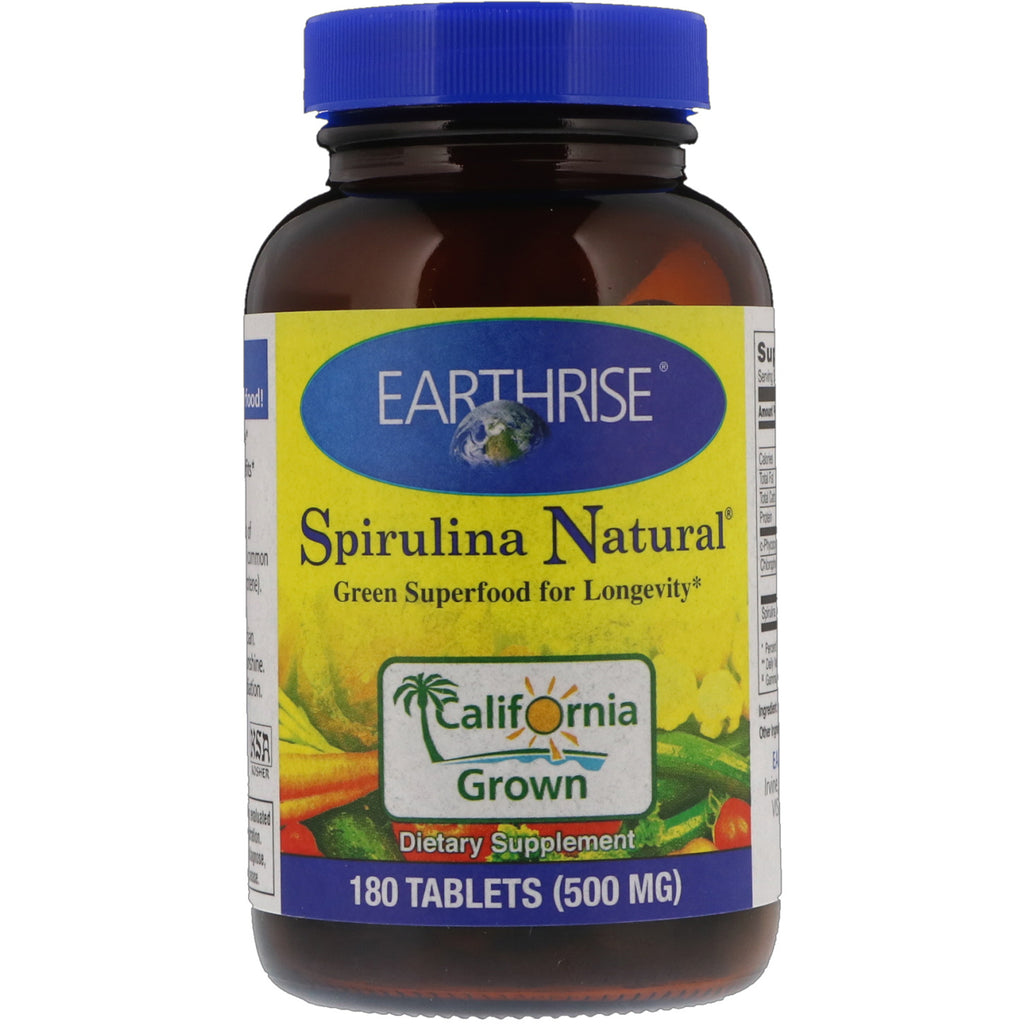 Earthrise, スピルリナ ナチュラル、500 mg、180 錠