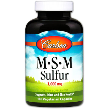 Carlson Labs, MSM 硫黄、1,000 mg、ベジタリアン カプセル 180 粒