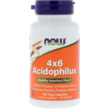 Now Foods, Acidophilus 4x6, 120 cápsulas vegetales