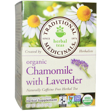 Traditional Medicinals, Herbal Teas,  Chamomile with Lavender, Naturally Caffeine Free, 16 Wrapped Tea Bags, .85 oz (24 g)