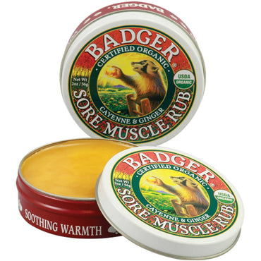 Badger Company, Sore Muscle Rub, Cayenne & Ginger, 2 oz (56 g)