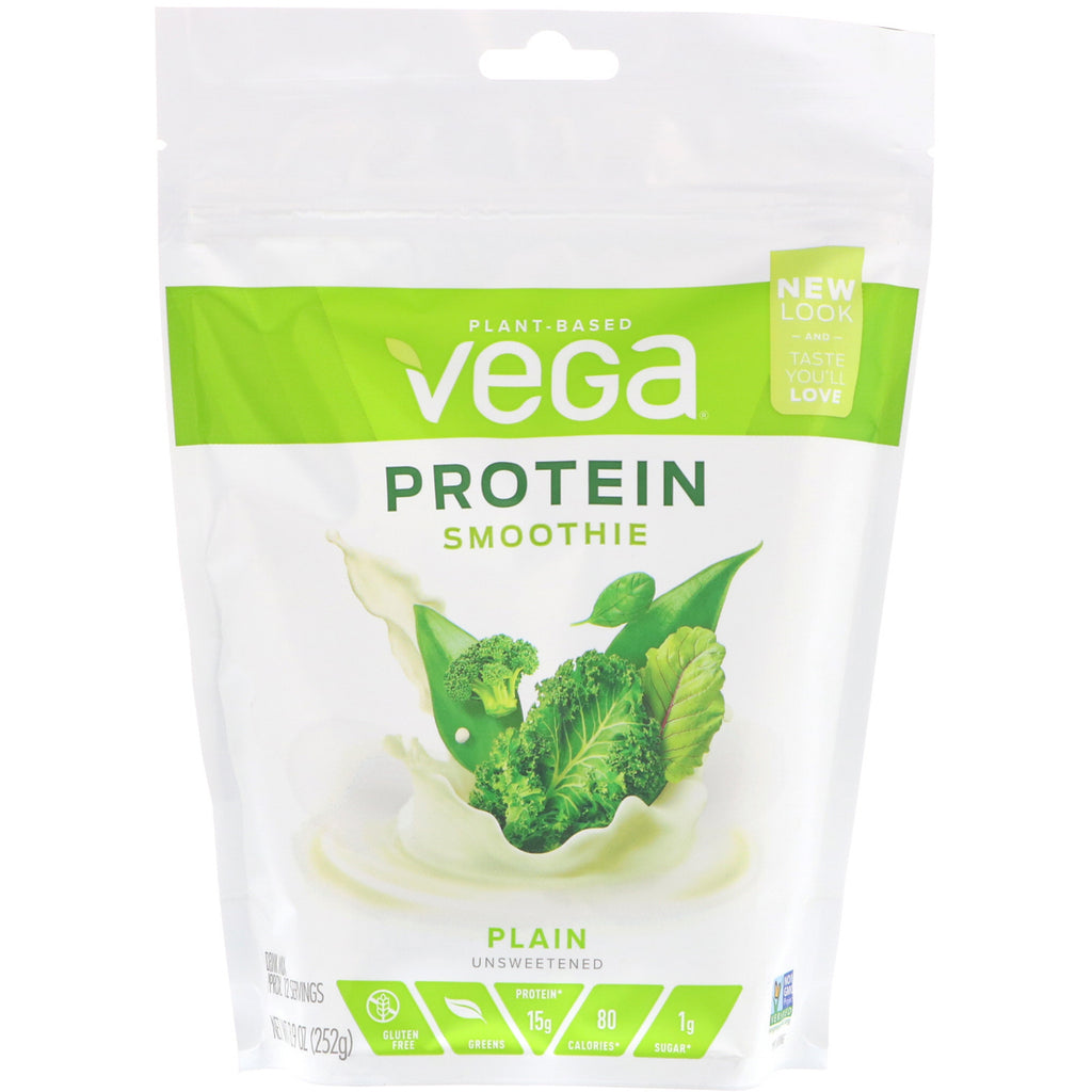 Vega, batido de proteínas, natural sin azúcar, 8,9 oz (252 g)