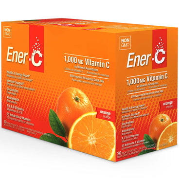 Ener-C、ビタミン C、発泡性粉末ドリンクミックス、オレンジ、30 パケット、9.2 オンス (260.1 g)