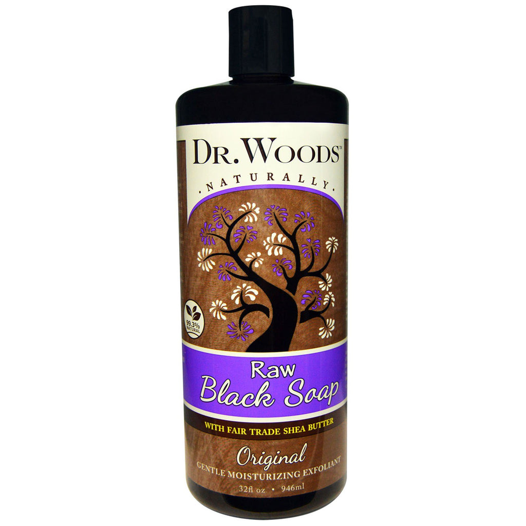 Dr. Woods, rå sort sæbe, med fair trade sheasmør, original, 32 fl oz (946 ml)