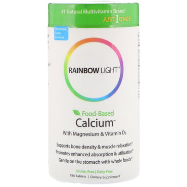 Rainbow light, apenas uma vez, cálcio à base de alimentos, 180 comprimidos