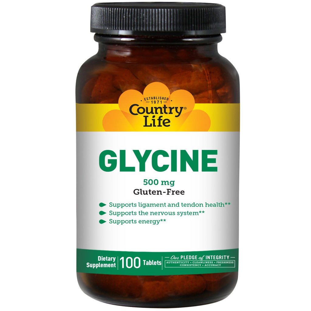 Country Life, Glycine, 500 mg, 100 comprimés