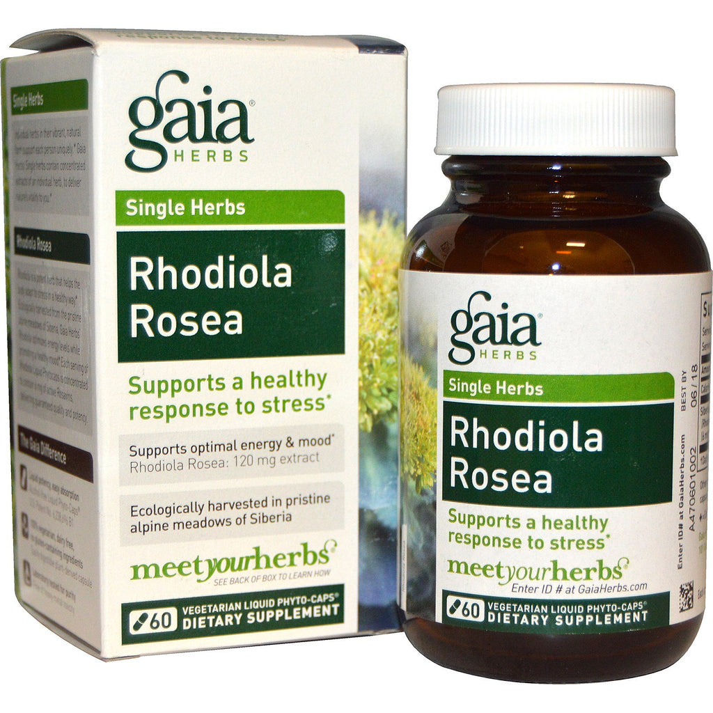 Gaia Herbs, Rhodiola Rosea, 60 phyto-capsules liquides végétariennes