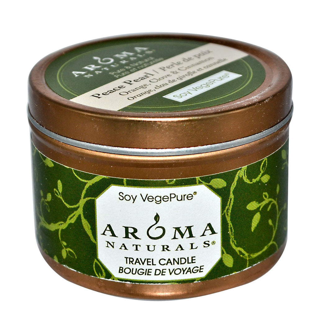 Aroma Naturals, Soy VegePure, Travel Candle, Peace Pearl, Orange, Clove & Cinnamon, 2.8 oz (79.38 g)