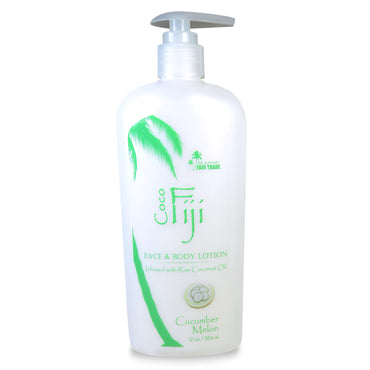 Fiji, Face and Body Lotion with  Coconut Oil, Cucumber Melon, 12 oz (354 ml)