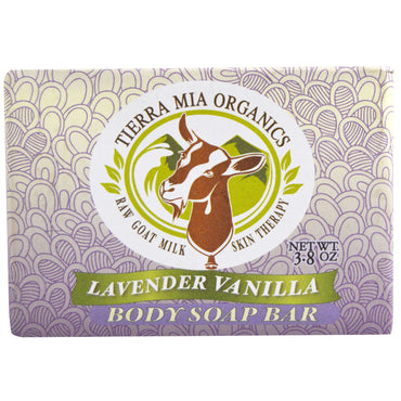 Tierra Mia s, טיפול בעור חלב עיזים גולמי, סבון גוף, לוונדר וניל, 3.8 אונקיות