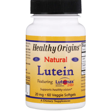 Healthy Origins, Lutéine, Naturelle, 20 mg, 60 gélules végétariennes