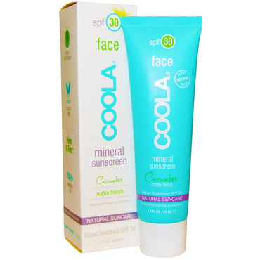 COOLA  Suncare Collection, Face, Mineral Sunscreen, Matte Finish, SPF 30, Cucumber, 1.7 fl oz (50 ml)