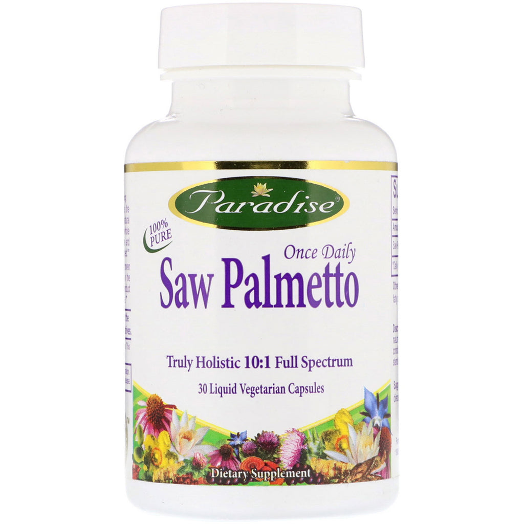 Paradise Herbs, Saw Palmetto une fois par jour, 30 capsules végétariennes liquides