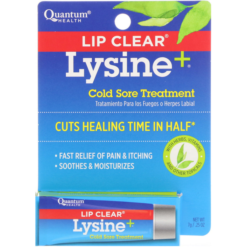 Quantum Health, Lip Clear Lysine+، علاج قرح البرد، 0.25 أونصة (7 جم)