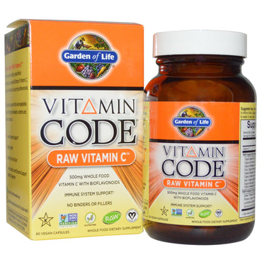 Garden of Life, Vitamin Code, Vitamina C Crua, 60 Cápsulas Veganas