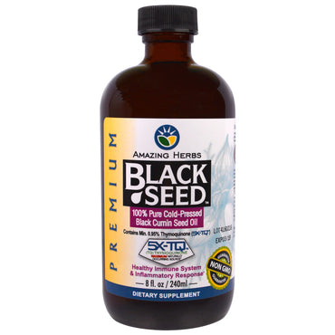 Ierburi uimitoare, semințe negre, ulei de semințe de chimen negru 100% pur presat la rece, 240 ml (8 fl oz)