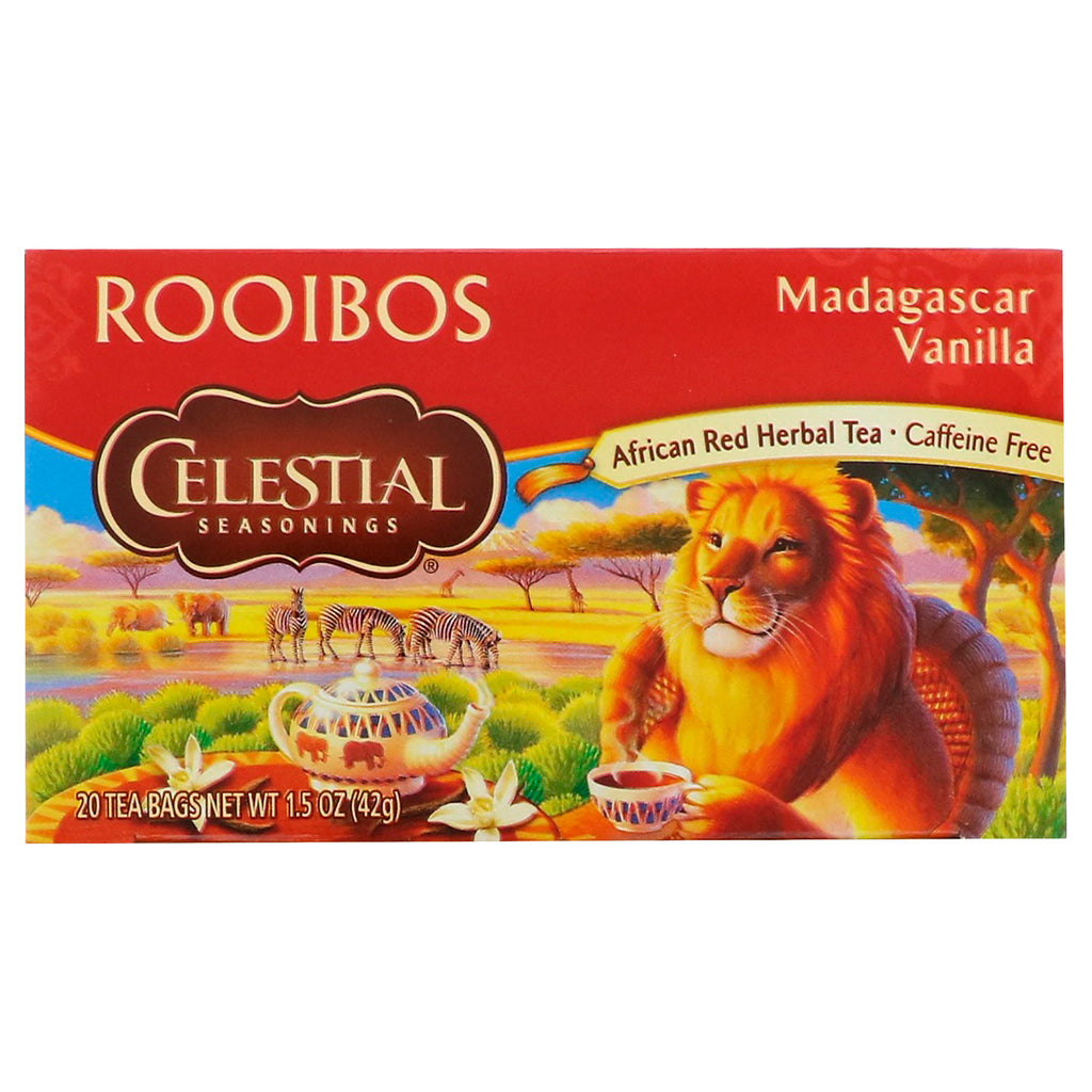 Celestial Seasonings, Rooibos Tea, Madagascar Vanilj, Koffeinfri, 20 tepåsar, 1,5 oz (42 g)