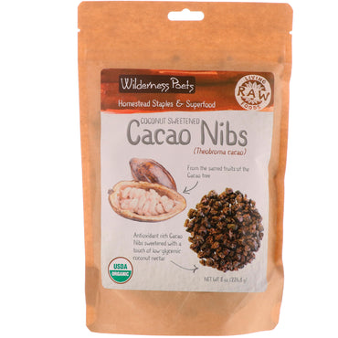 Wilderness Poets, Puntas de cacao endulzadas con coco, 8 oz (226,8 g)