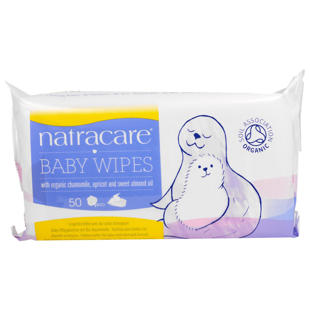 Natracare, Baby Wipes with  Chamomile, Apricot and Sweet Almond Oil, 50 Wipes