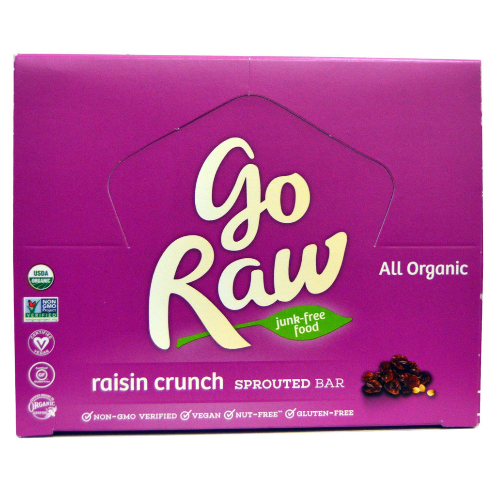 Go Raw, , Raisin Crunch Sprouted Bar, 10 חפיסות, 14 גרם כל אחד
