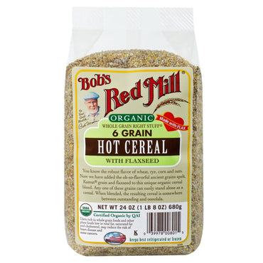 Bob's Red Mill, Whole Grain Right Stuff, 6 Grain Hot Cereal, met lijnzaad, 24 oz (680 g)