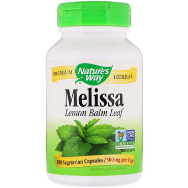 Nature's Way, Melissa, Hoja de bálsamo de limón, 500 mg, 100 cápsulas vegetarianas