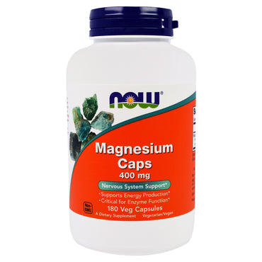 Now Foods, Capsules de magnésium, 400 mg, 180 capsules végétariennes