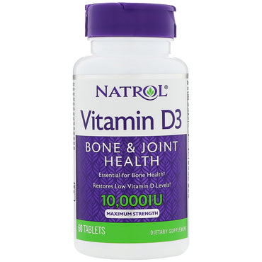 Natrol, Vitamin D3, 10.000 IE, 60 Tabletten