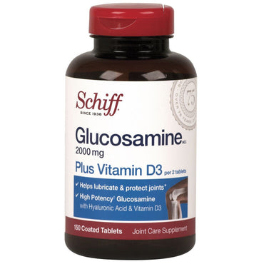 Schiff, Glucosamine, Plus Vitamin D3, 2000 mg, 150 Coated Tablets