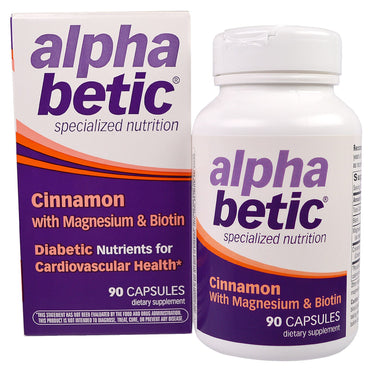 Enzymatische Therapie, Alpha Betic, Zimt mit Magnesium und Biotin, 90 Kapseln