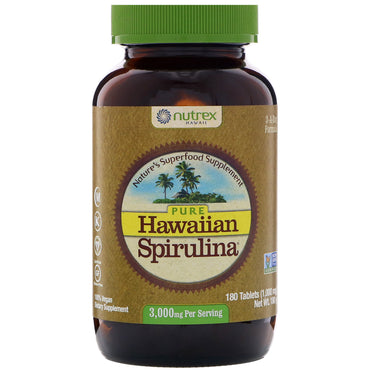 Nutrex Hawaii, Espirulina hawaiana pura, 3000 mg, 180 tabletas