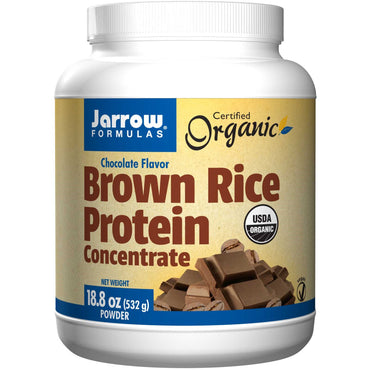 Jarrow Formulas, concentrado de proteína de arroz integral, sabor a chocolate, en polvo, 18,8 oz (532 g)