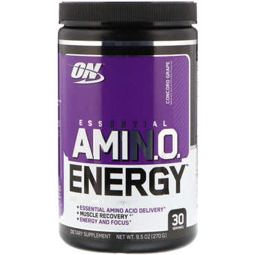 Optimal ernæring, Essential Amin.O. Energy, Concord Grape, 9,5 oz (270 g)