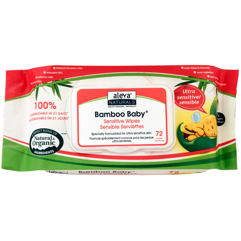 Aleva Naturals, Bambus-Babyfeuchttücher, ultrasensitiv, 72 Tücher