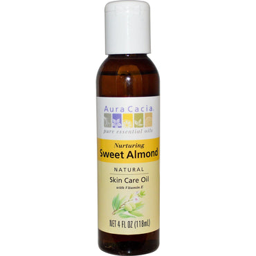 Aura Cacia, natuurlijke huidverzorgingsolie, met vitamine E, verzorgende zoete amandel, 4 fl oz (118 ml)