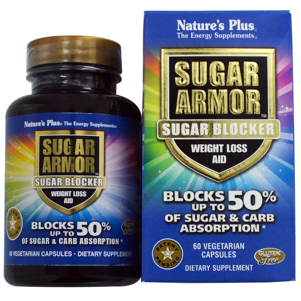 Nature's Plus, Sugar Armor, 설탕 차단제, 체중 감량 보조제, 식물성 캡슐 60정