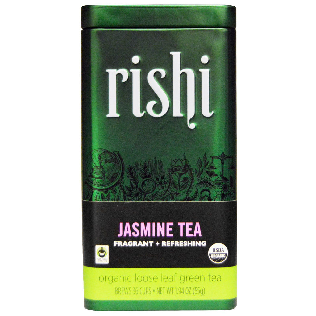 Ceai Rishi, ceai verde cu frunze vrac, iasomie, 1,94 oz (55 g)