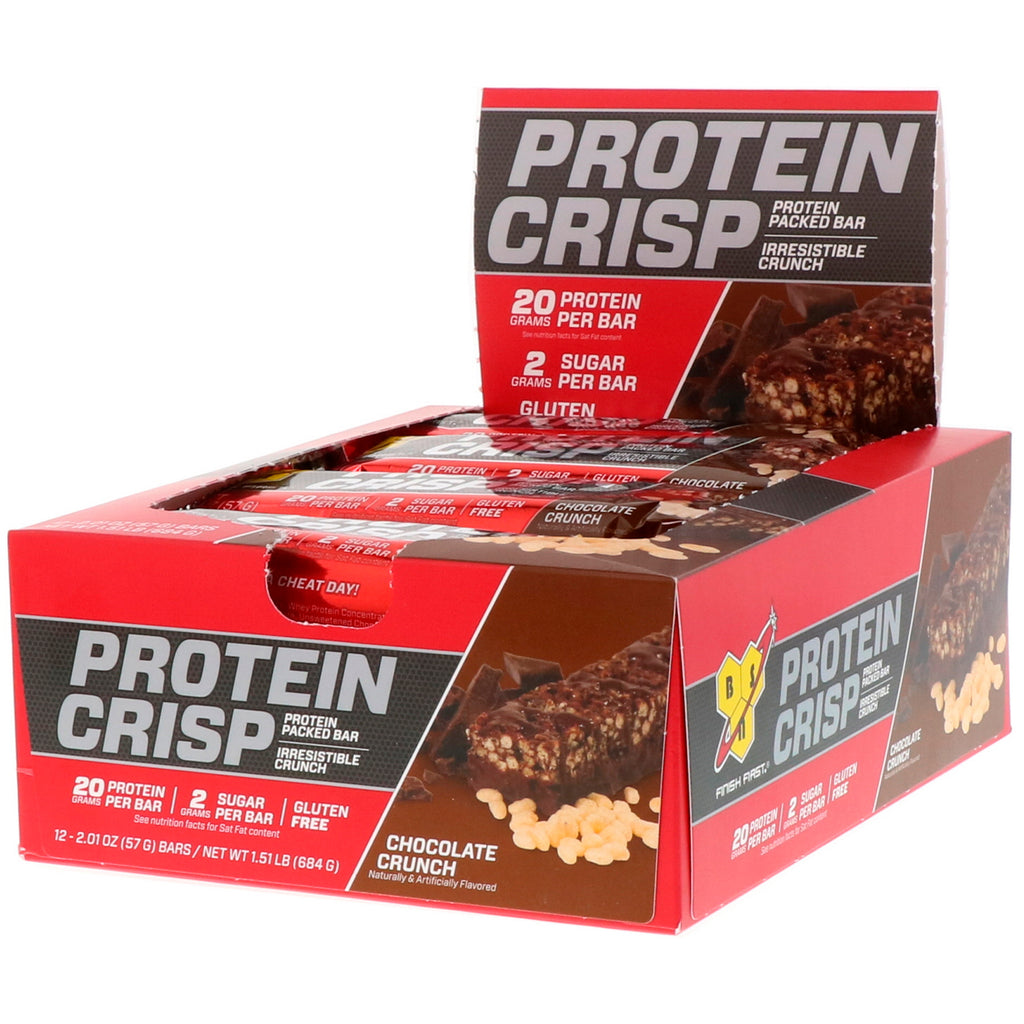 BSN Protein Crisp Chocolate Crunch Gusto 12 barrette da 2,01 once (57 g) ciascuna