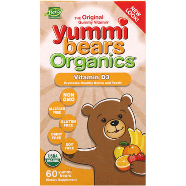 Hero Nutritional Products, Yummi Bears s, vitamina D3, 60 Yummi Bears