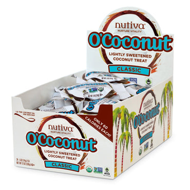 Nutiva, O'Coconut, Lightly Sweetened Coconut Treat, Classic, 24 Pieces, 0.5 oz (14 g) Each