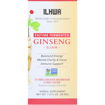 Ilhwa, Ginseng, Elixir, Enzyme Fermented, 1 fl oz (30 ml)