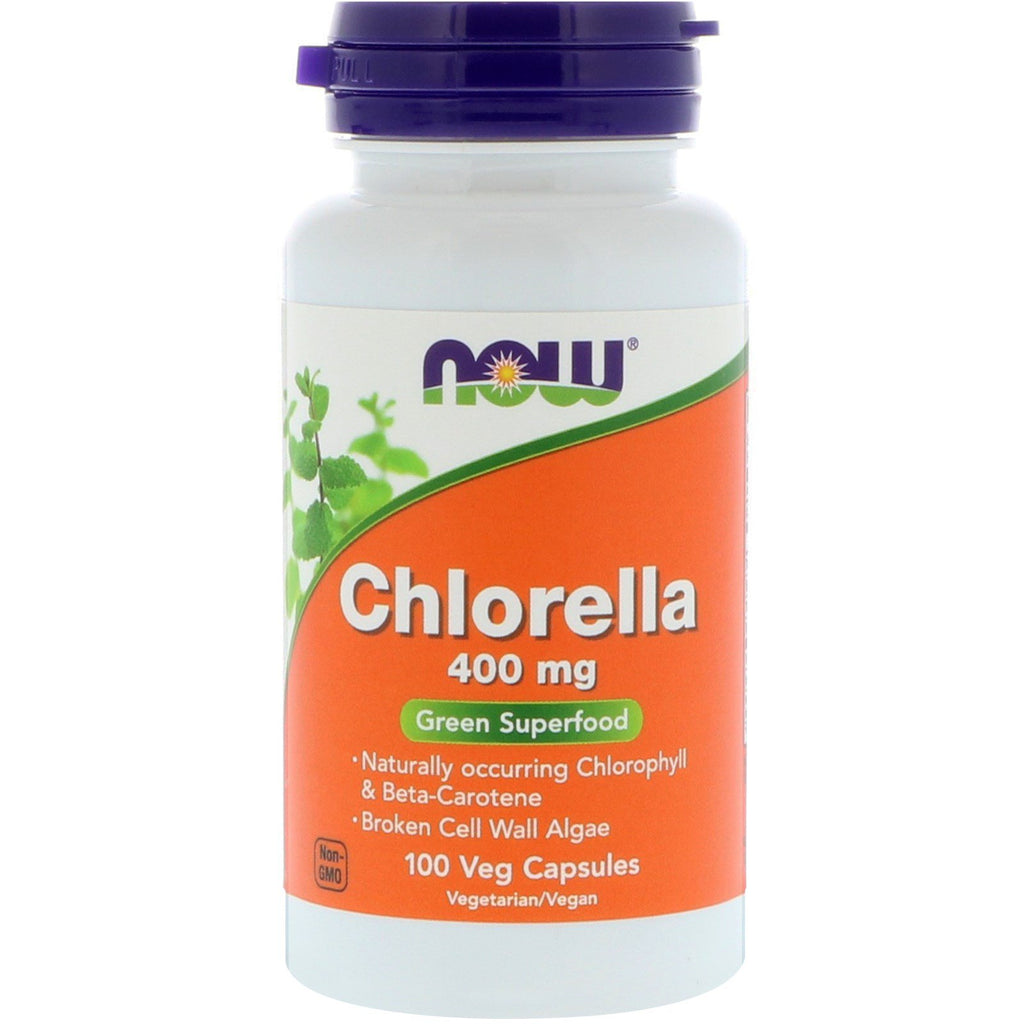 Now Foods, Chlorella, 400 mg, 100 cápsulas vegetales