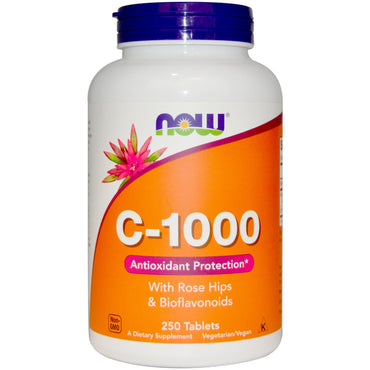 Now Foods, C-1000, med hyben og bioflavonoider, 250 tabletter