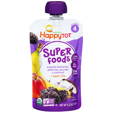 Nurture Inc. (Happy Baby) HappyTot SuperFoods Bananas Fersken Svisker og kokos + Superchia 4,22 oz (120 g)