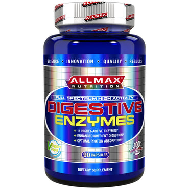 Allmax nutrition, enzime digestive + optimizator de proteine, 90 capsule